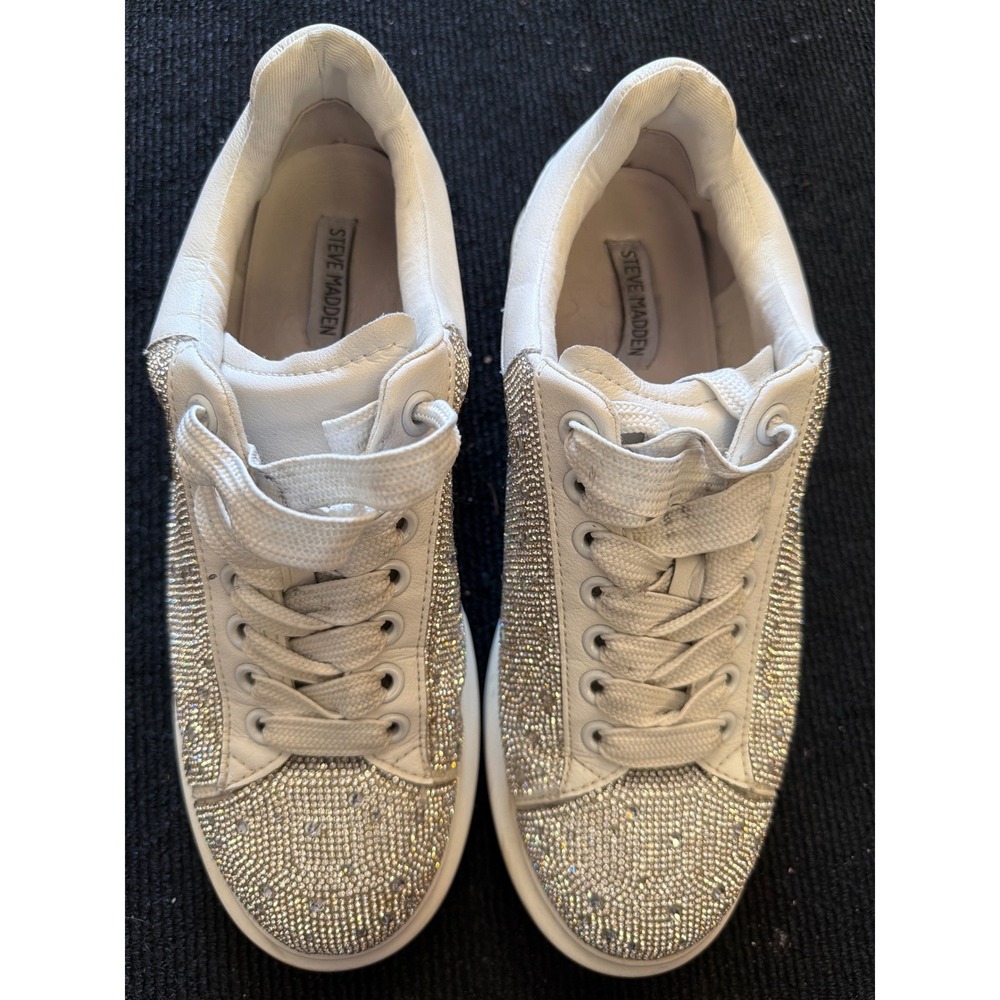 Steve Madden Icebergg Sneakers Mens 10 White Good Rhinestone Platform ICEB02M1